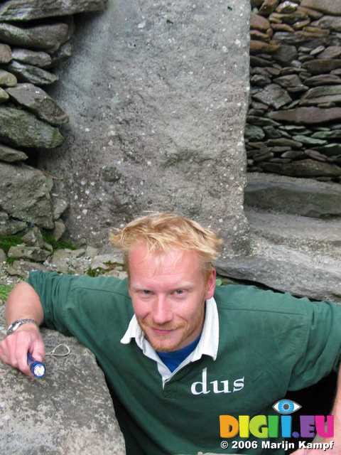 19542 Me in entrance of Bee Hive Hut cellar